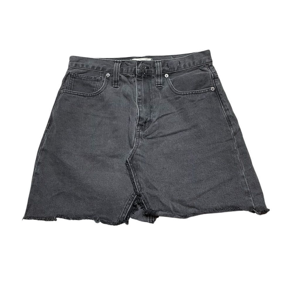 Madewell Rigid Denim A-Line Gray/Black Jean Skirt Size 27